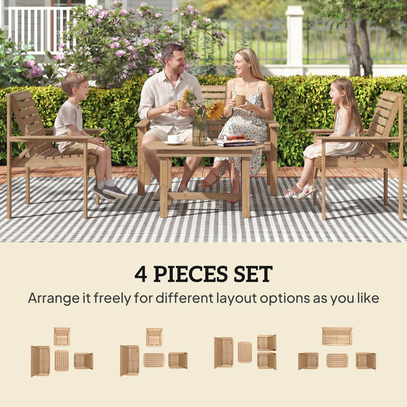 Wooden Garden Furniture Set for Relaxing Outdoor Seating with Coffee Table Outsunny
