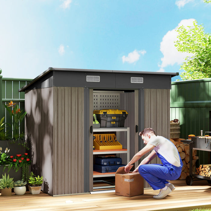 Grey Wood Grain Outdoor Garden Storage Shed with Weatherproof Design by Outsunny