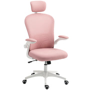 Pink Mesh Office Chair With Lumbar Support and Headrest For Comfortable All Day Work