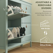 Green Modern 4 Drawer Shoe Cabinet with Ample Storage for Hallways by HOMCOM