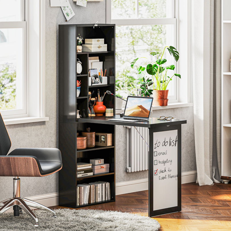 Black Three Part Work Desk with Storage and Writing Board by HOMCOM