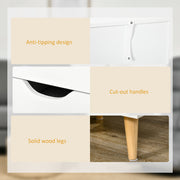 Bedside Table with 3 Drawers and Cut Out Handles for Bedroom Storage White