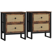 Set of 2 Industrial Style Bedside Tables with Storage Shelf Ideal for Bedrooms Brown