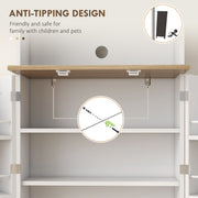 White Kitchen Pantry Cabinet with Microwave Shelf & Adjustable Shelves 60 × 35 × 169cm Homcom