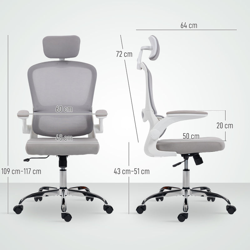 Ergonomic Mesh Back Office Chair With Lumbar Support For All Day Comfort, Grey