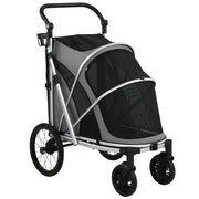 Dog Stroller for Easy Walks with Quick Fold and Mesh Windows Grey Silver Pawhut