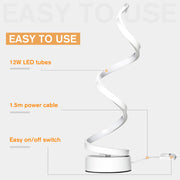 Set of 2 Modern LED Table Lamps with Wave Design and Metal Base for Bedroom, White AOSOM