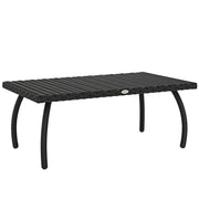 Rattan Coffee Table for Outdoor Relaxing with Easy Clean Surface Black Outsunny