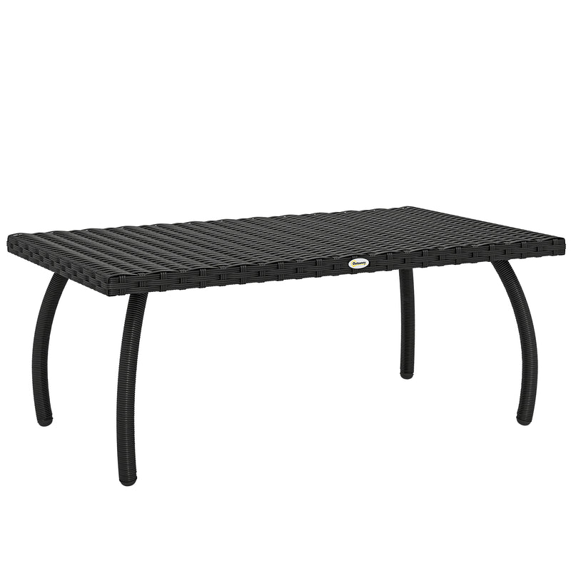 Rattan Coffee Table for Outdoor Relaxing with Easy Clean Surface Black Outsunny