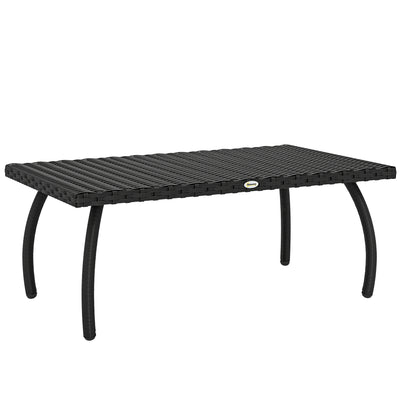 Rattan Coffee Table for Outdoor Relaxing with Easy Clean Surface Black Outsunny
