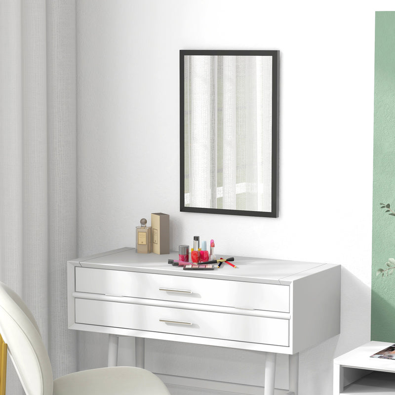 Wall Mounted Mirror 60 x 40 cm with Stylish Frame for Bathroom or Hallway Black