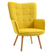Yellow Velvet Wingback Accent Chair with Tufted Upholstery for Lounge or Bedroom Comfort