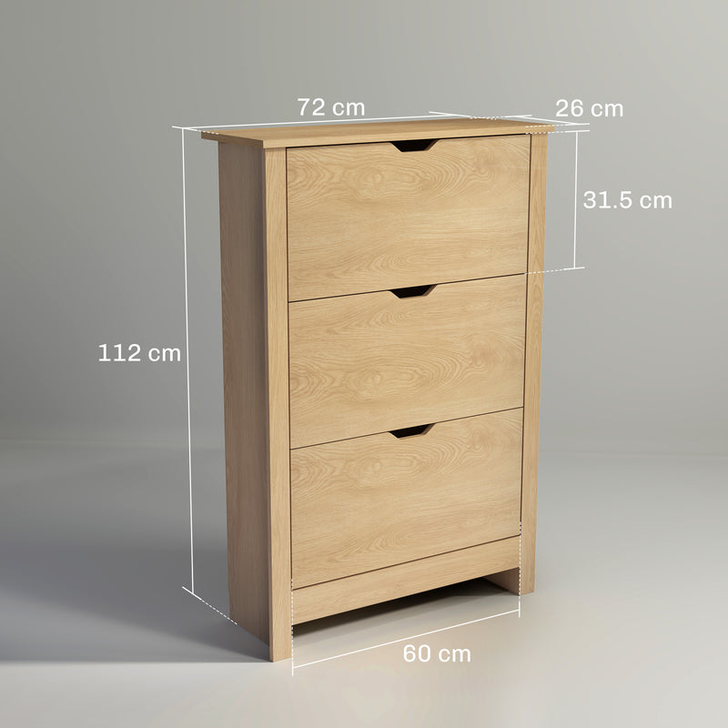 Slim Wooden Shoe Cabinet with 3 Drawers and Adjustable Shelves for 18 Pairs by HOMCOM