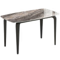 4 Seat Rectangular Dining Table with Sintered Stone Marble Effect Top Brown & Black 130x70cm Homcom