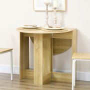 Round Folding Drop Leaf Dining Table for Small Kitchens or Dining Rooms Space Saving Oak