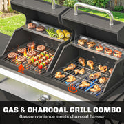 Dual Fuel BBQ Grill with 2900cm² Cooking Area, Side Burner and Storage Cabinet, Black Outsunny