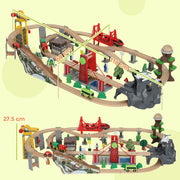 100 Piece Wooden Train Set with Battery Train and Crane for Kids Aged 3 Plus, Natural Wood AOSOM