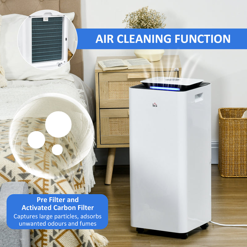 Portable 16L Dehumidifier with Air Purifier and Timer for Home Laundry Use, White