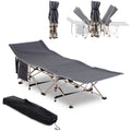 Folding Camping Bed Raised Off Ground for Dry Comfortable Sleep with Carry Bag Grey Beige