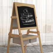 3 in 1 Kids Art Easel with Paper Roll and Storage Baskets for Ages 3 to 6, Natural Wood Finish