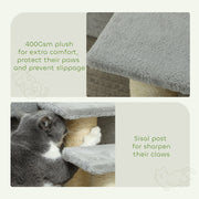 Grey 3 Step Pet Stairs for Cats and Dogs Soft Ladder with Non Slip Surface by PawHut