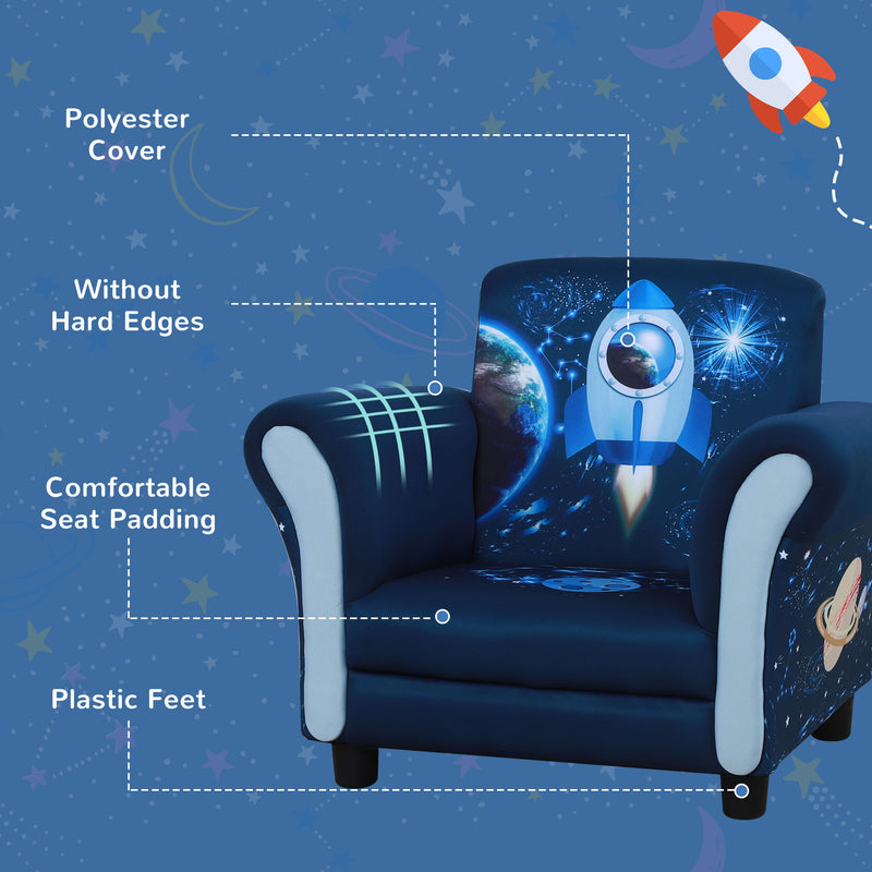 Kids Mini Armchair Sofa With Soft Cushion and Armrests Ideal for Reading or Relaxing, Blue