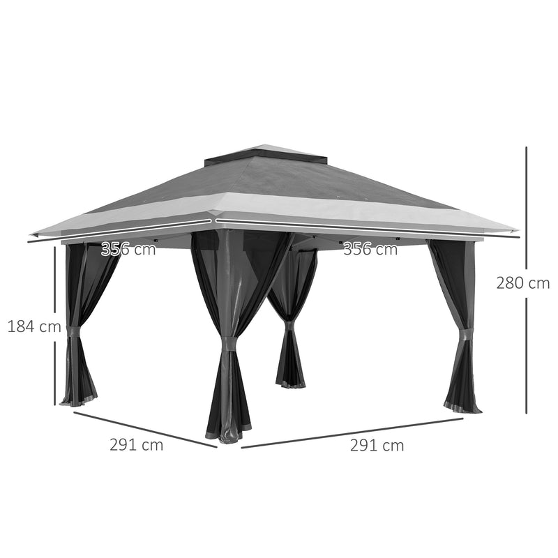 Grey 3.6 x 3.6m Pop Up Gazebo with Mesh Sides for Gardens and Outdoor Events by Outsunny