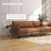 Set of 2 Stacking Side Tables with Tempered Glass Top for Living Room or Office, Gold