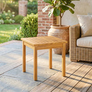 Coffee Table for Indoor or Outdoor Use Compact Acacia Wood with Slatted Top Teak Outsunny