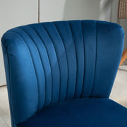 Dark Blue Fabric Accent Chair with Rubber Wood Legs and Thick Padding by HOMCOM
