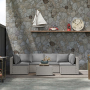 Grey 7 Seater Modular Rattan Garden Furniture Set with Cushions