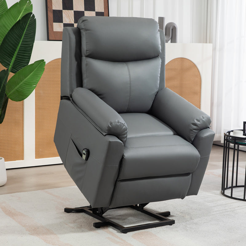 Electric Riser Recliner Chair With Adjustable Backrest For Mobility Support, Charcoal Grey