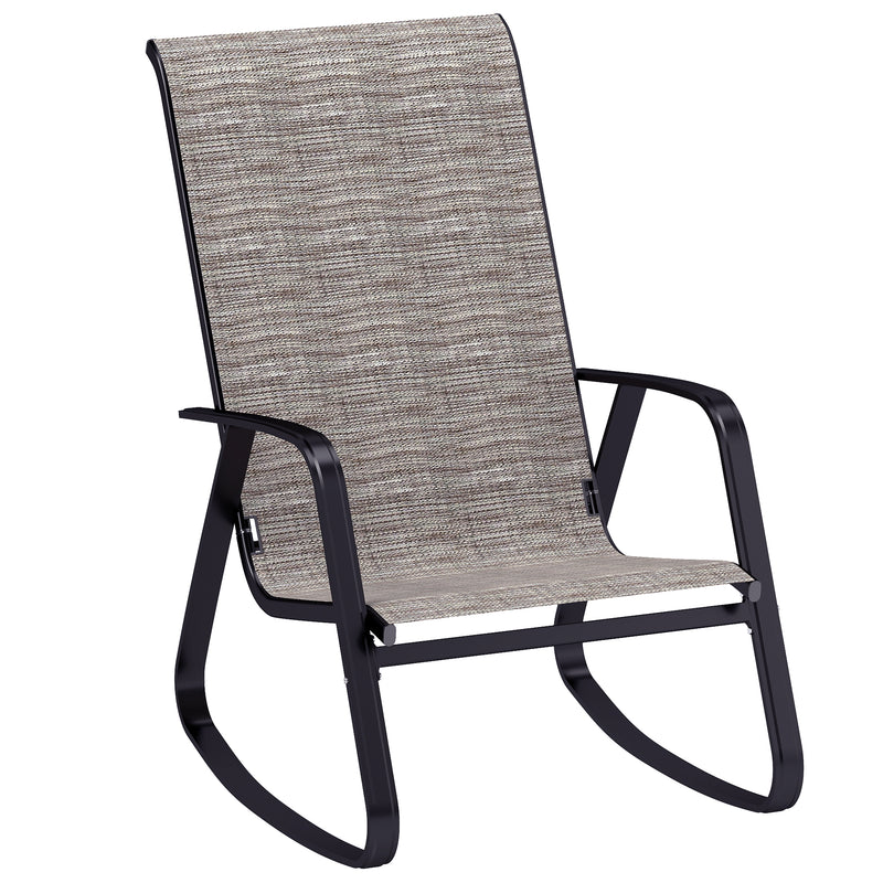 Ergonomic Garden Rocking Chair with High Back and Armrests for Patio or Balcony by Outsunny