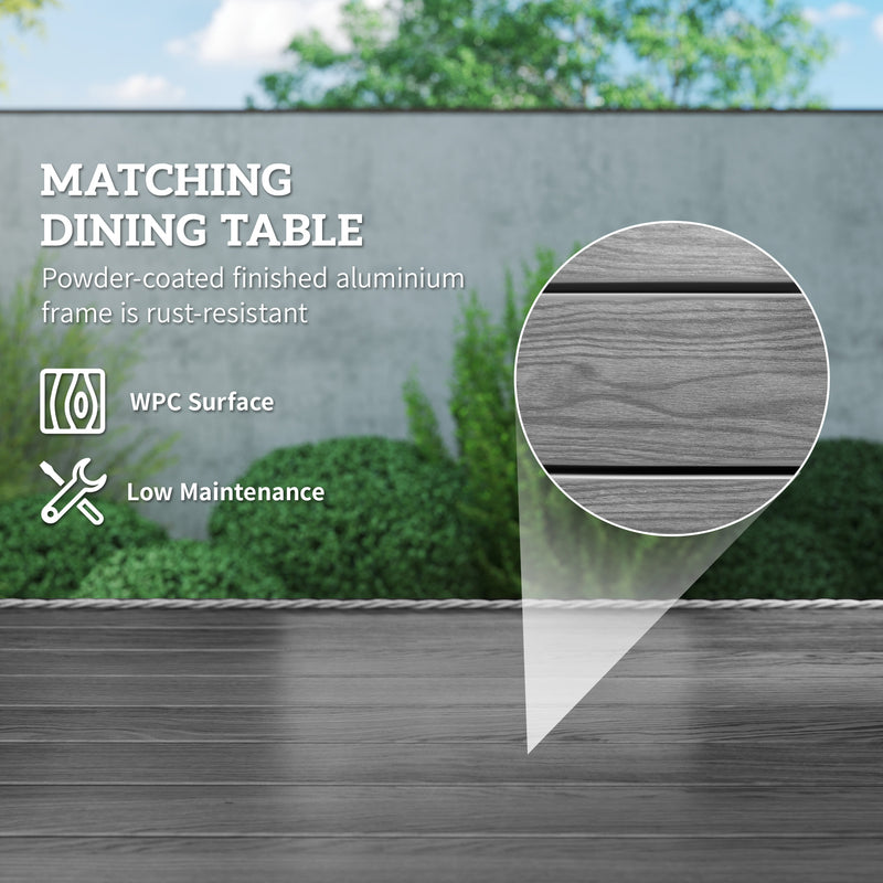 Grey 6 Seater Rattan Patio Dining Set with Cushions and WPC Table