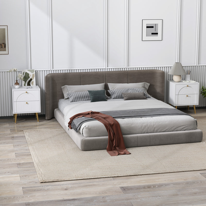 White 2 Drawer Bedside Table Set of 2 with Storage for Bedroom or Living Room by HOMCOM
