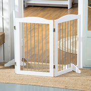 Foldable Freestanding Dog Gate with Support Feet for Doorways and Stairs White