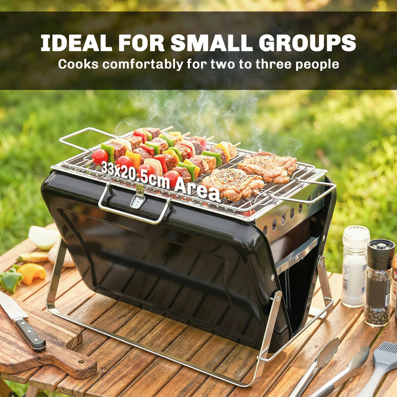 Portable Charcoal BBQ Grill for Easy Outdoor Cooking and Picnics Black