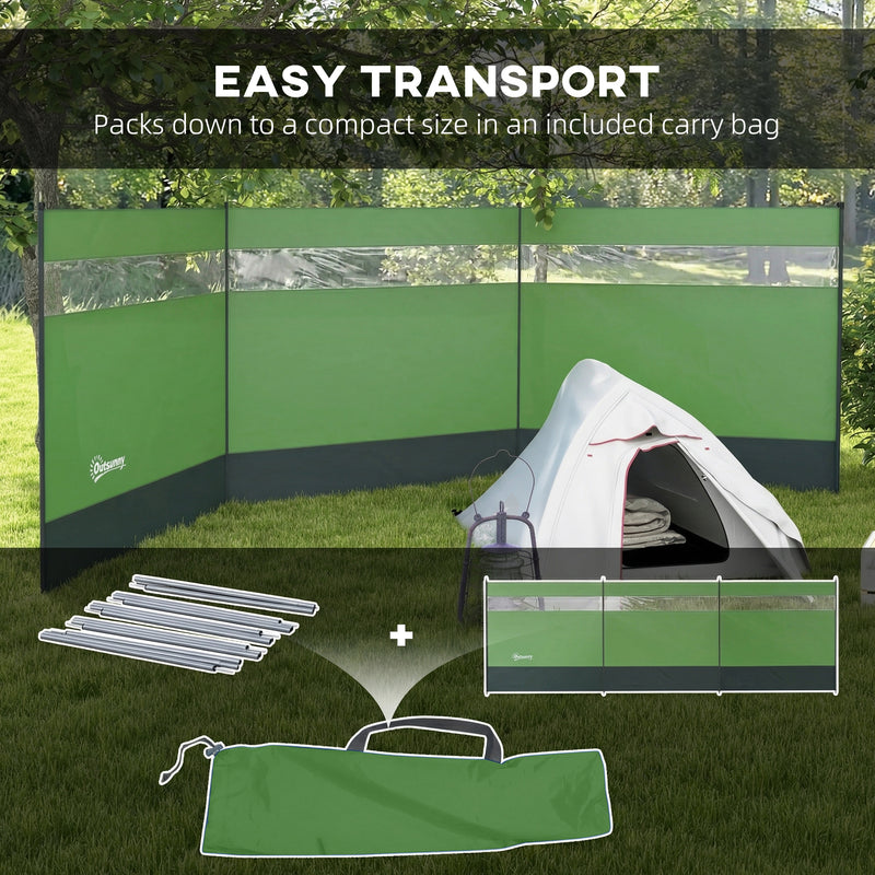 Beach Windbreaker with Clear Top Panel for Sun and Wind Protection Portable Army Green