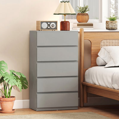 Chest of Drawers with 5 Spacious Drawers for Bedroom Storage Grey AOSOM