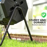 160L Dual Chamber Rotating Garden Composter in Blue by Outsunny