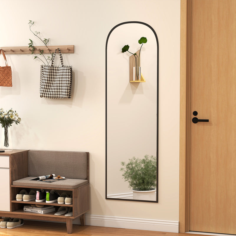 Black 165cm Full Length Standing Mirror With Aluminium Frame For Bedroom Or Hallway