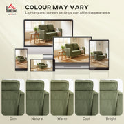 Armchair with Supportive Cushion and Soft Corduroy Upholstery for Relaxing Evenings Dark Green AOSOM