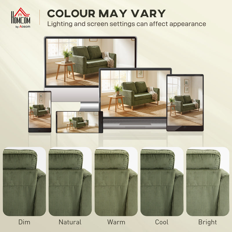 Armchair with Supportive Cushion and Soft Corduroy Upholstery for Relaxing Evenings Dark Green AOSOM