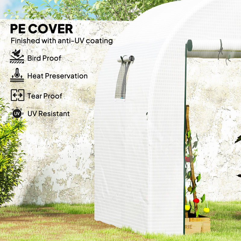 White 180 x 180cm Walk-In Polytunnel Greenhouse for Plants and Vegetables by Outsunny
