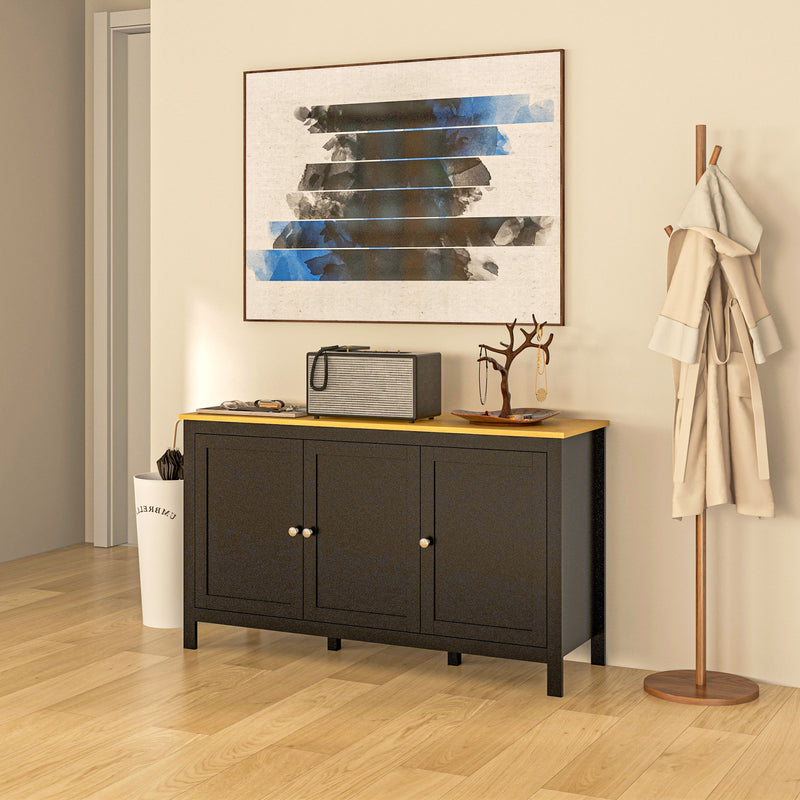 Black Sideboard Buffet Storage Cabinet with Adjustable Shelves for Organised Hallway or Living Room