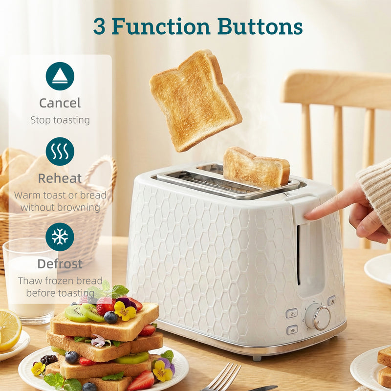 1.7L Rapid Boil Kettle and 2 Slice Toaster Set With Browning Control Cream AOSOM