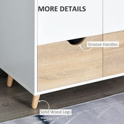 3 Piece Bedroom Furniture Set with Wardrobe Storage and Bedside Table, White and Wood AOSOM