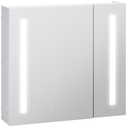 LED Bathroom Mirror Cabinet with Touch Sensor Adjustable Shelf and USB Charger, White