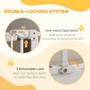 Adjustable Metal Dog Safety Gate 74 to 87cm Wide for Doorways and Stairs White