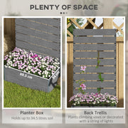 Grey Garden Planter Box with Back Trellis for Climbing Plants Outdoor Patio Display
